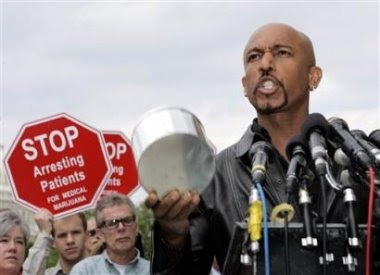 photo of Montel Williams speaking in support of legalization of marijuana for medical uses