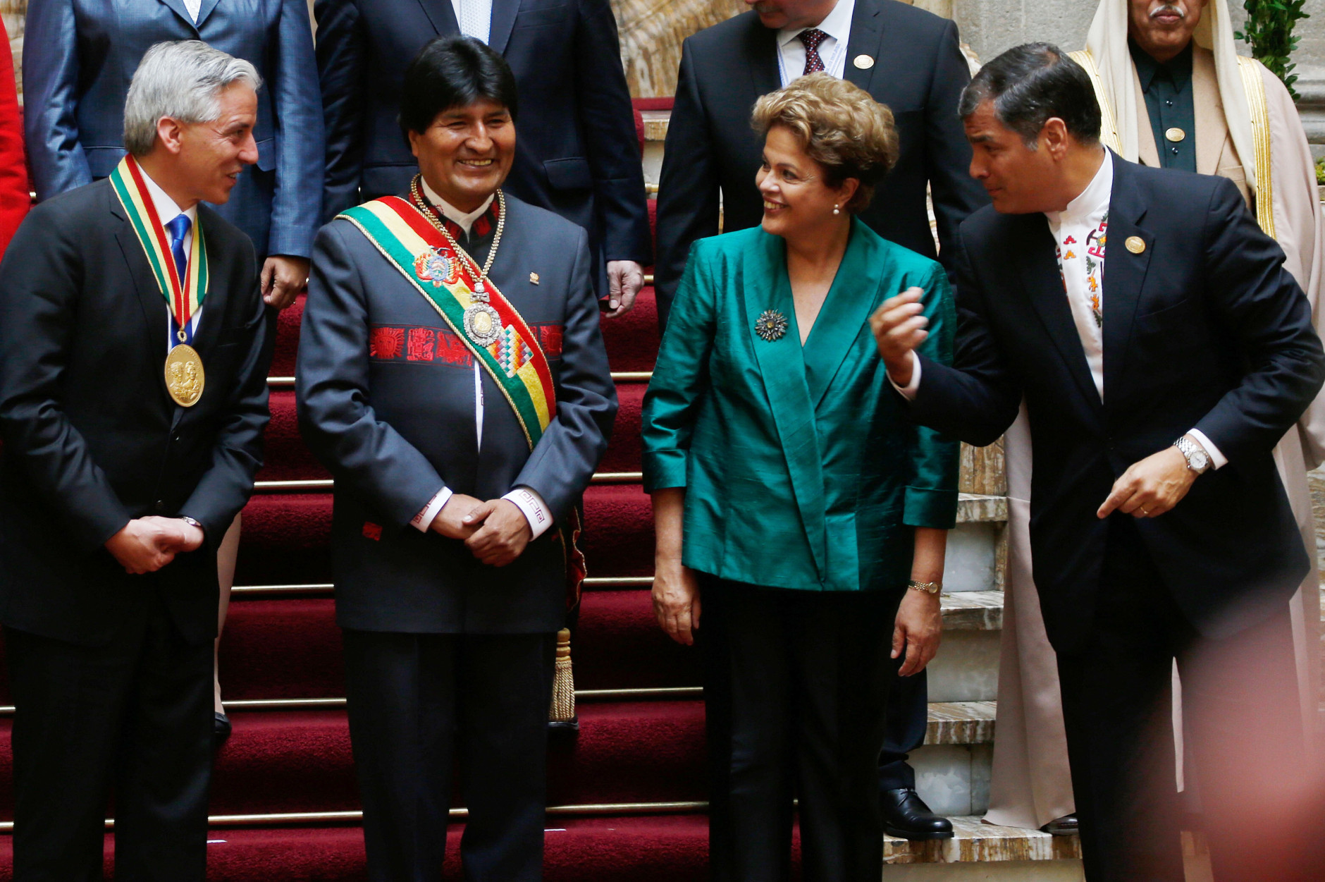 Evo Morales, Alvaro Garcia Linera, Rafael Correa, Dilma Rousseff